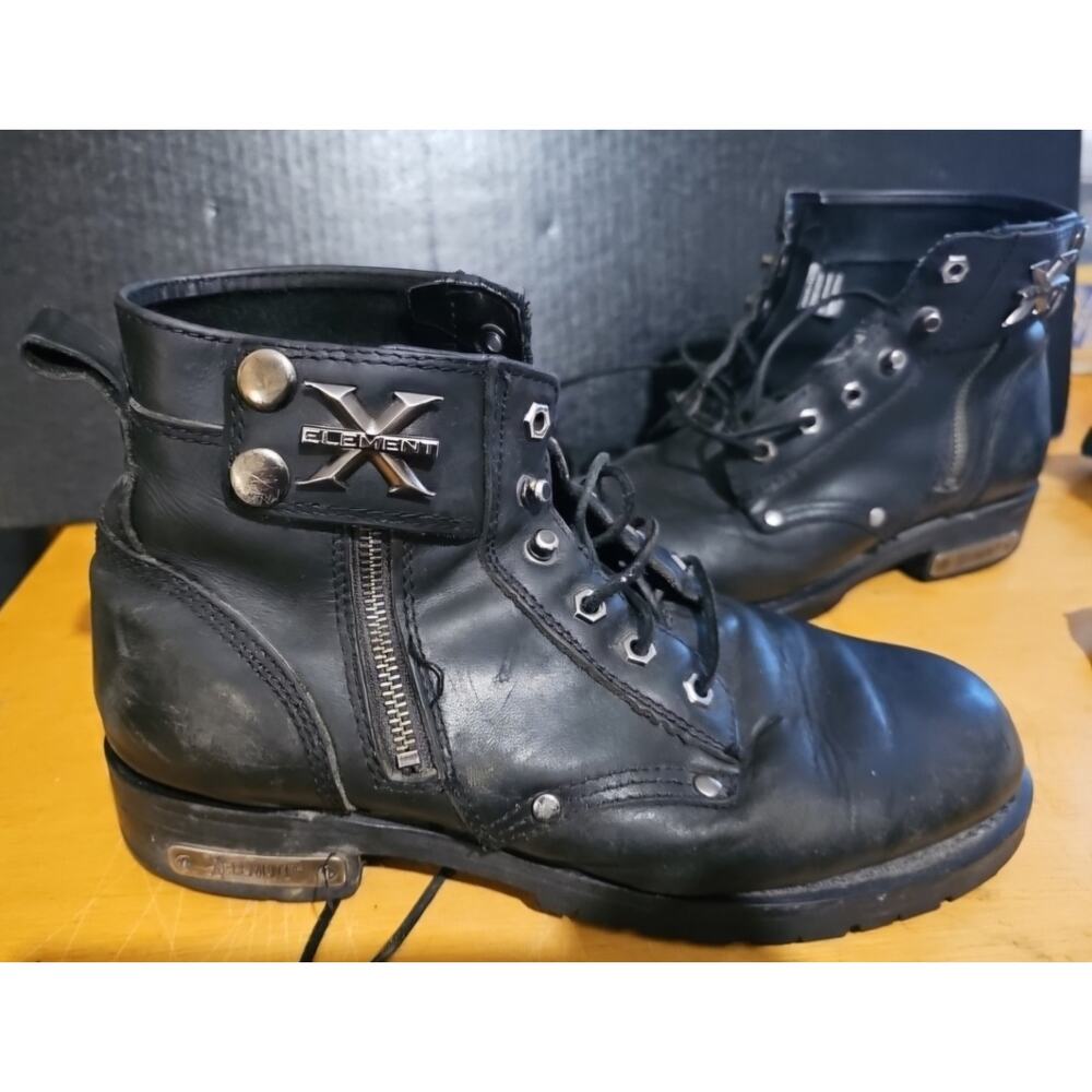Xelement 1505 Men's 10.5 'Sprocket' Black Leather Lace-Up Motorcycle Boots